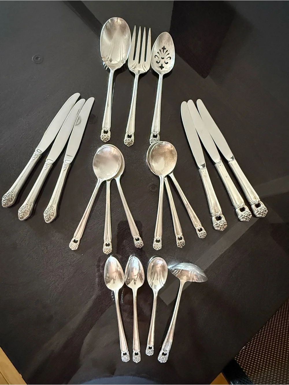 Silver plated assorted  with Ornate Floral Handles